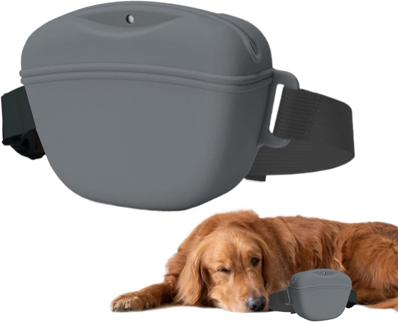 Magnetic-close food pouch — soft-sided treat pouch with magnetic snap closure and silicone lining